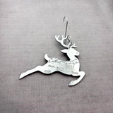 Large Reindeer Christmas ornament with multiple fonts, personalized Christmas ornament