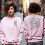 Fueled by Iced Coffee and Anxiety sweatshirt in pink
