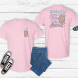 Fueled by Iced Coffee and Anxiety T-shirt in pink