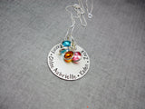 Sterling Silver Personalized Mom Necklace with Kids Names, flat lay