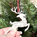 Large reindeer ornament on red ribbon