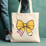 Teacher Bow Tote Bag – Fun Pencil Bow Design – 3 Styles!