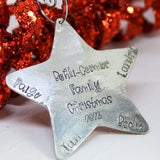 Pewter star Christmas ornament