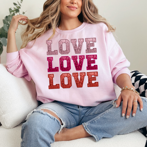 Love Love Love Valentine's Day sweatshirt light pink
