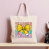 Teacher Bow Pencil Tote Bag