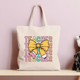 Teacher Leopard Bow Pencil Tote Bag