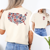 USA Map of Bows, 4th of July Patriotic Tee Ivory