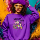 Walk it Like a Dog Mardi Gras sweatshirt in purple