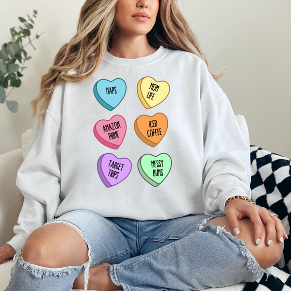 Mom Conversation Hearts Valentine's Day sweatshirt