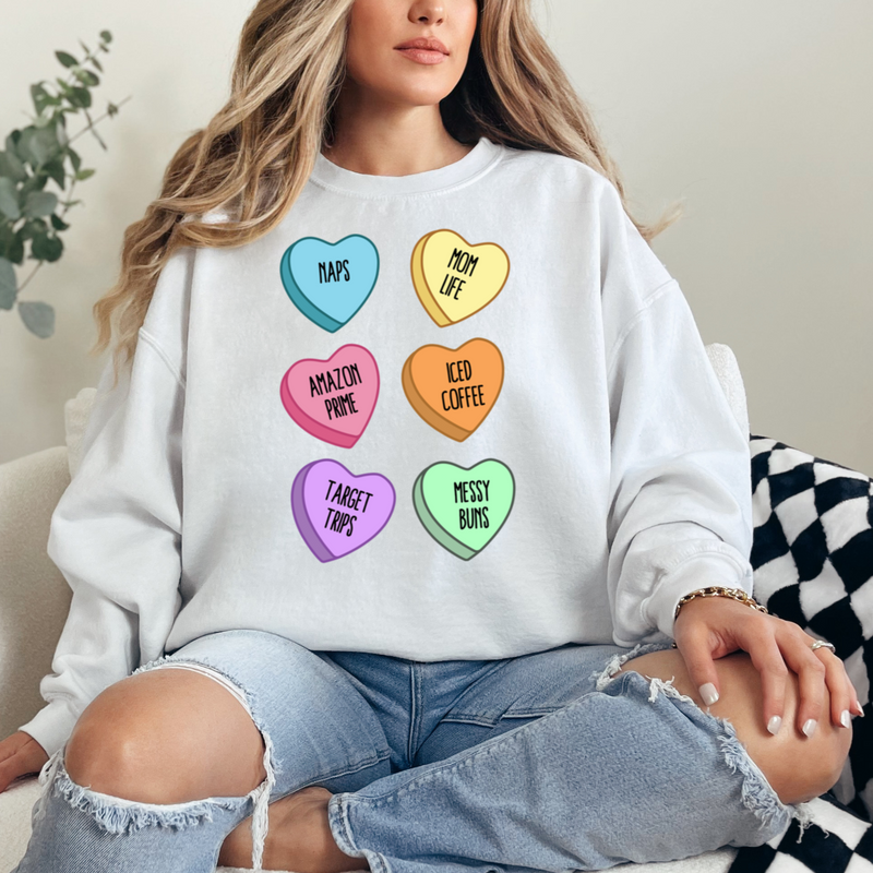 Mom Conversation Hearts Valentine's Day sweatshirt