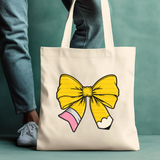 Teacher Bow Tote Bag – Fun Pencil Bow Design – 3 Styles!