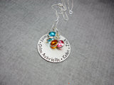 Sterling Silver Personalized Mom Necklace with Kids Names, flat lay
