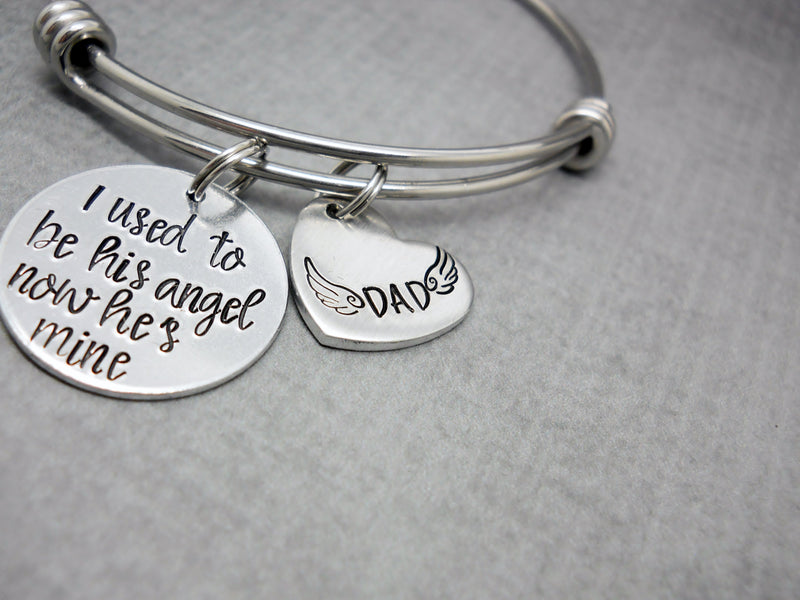 I Used To Be His Angel Memorial Bracelet | Hand Stamped Bracelet, side view