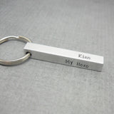 Personalized Key Chain for Dad, 4 Sided Bar Key Chain