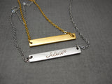 Personalized bar name necklace in stainless steel - Delena Ciastko Designs