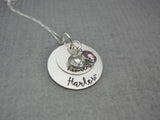 Double Stacked Sterling Silver Personalized Mom Necklace with Kids Names, with charms