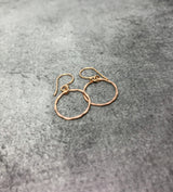 Rose Gold karma earrings, Rose Gold hammered circle earrings