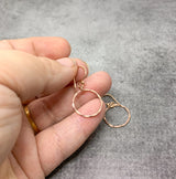 Rose Gold karma earrings, Rose Gold hammered circle earrings