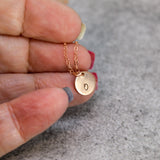 Tiny Bridesmaid initial necklace, Rose Gold Filled