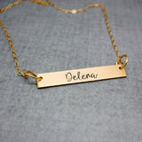 Name Plate Necklace, Gold Bar Necklace - Delena Ciastko Designs