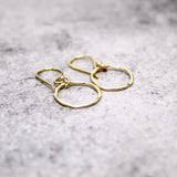 Gold circle earrings, gold hammered earrings