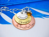 Layered multi metal name plate necklace, Personalized Necklace For Mom - Delena Ciastko Designs