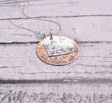 Sterling silver and copper mother's necklace, heart necklace - Delena Ciastko Designs