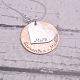 Sterling silver and copper mother's necklace, heart necklace - Delena Ciastko Designs