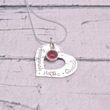 Textured Sterling Silver Personalized Heart Necklace