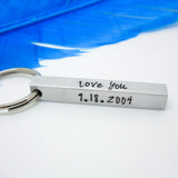 Personalized Bar Key chain, 4 sided key chain