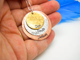 Large Personalized Mixed Metal Mother's Necklace | Stamped Necklace, In Hand