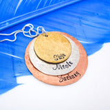 Large Personalized Mixed Metal Mother's Necklace | Stamped Necklace