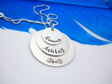 Sterling silver Mom necklace with kids names, personalized family necklace - Delena Ciastko Designs