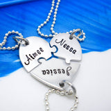 3 Best Friends Puzzle Piece Necklace Set