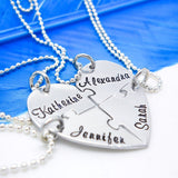 4 Piece Puzzle Heart Necklace Set