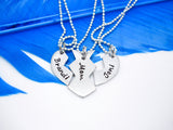 3 Piece Broken Heart Best Friends Necklace Set - Separated
