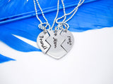 3 Piece Broken Heart Best Friends Necklace Set - Flat Lay