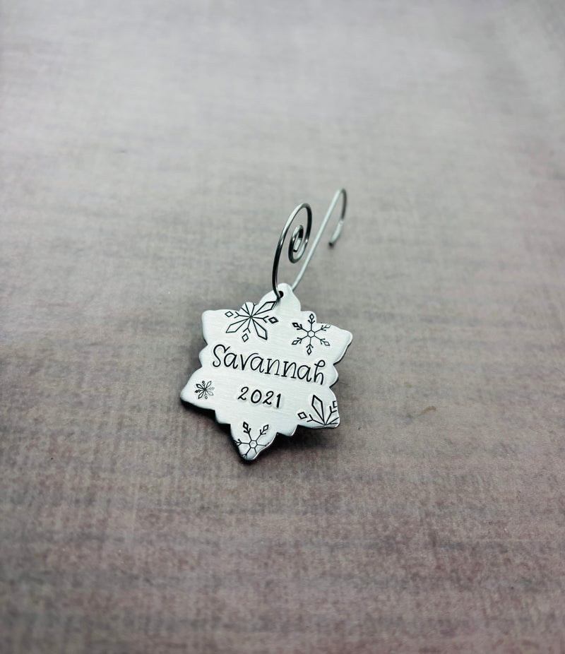 Small Personalized Snowflake Christmas Ornament, Snowflake #1 name ornament