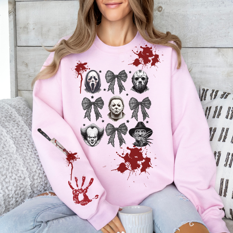 Halloween Blood Spatter Horror Friends Coquette Sweatshirt – Limited Edition