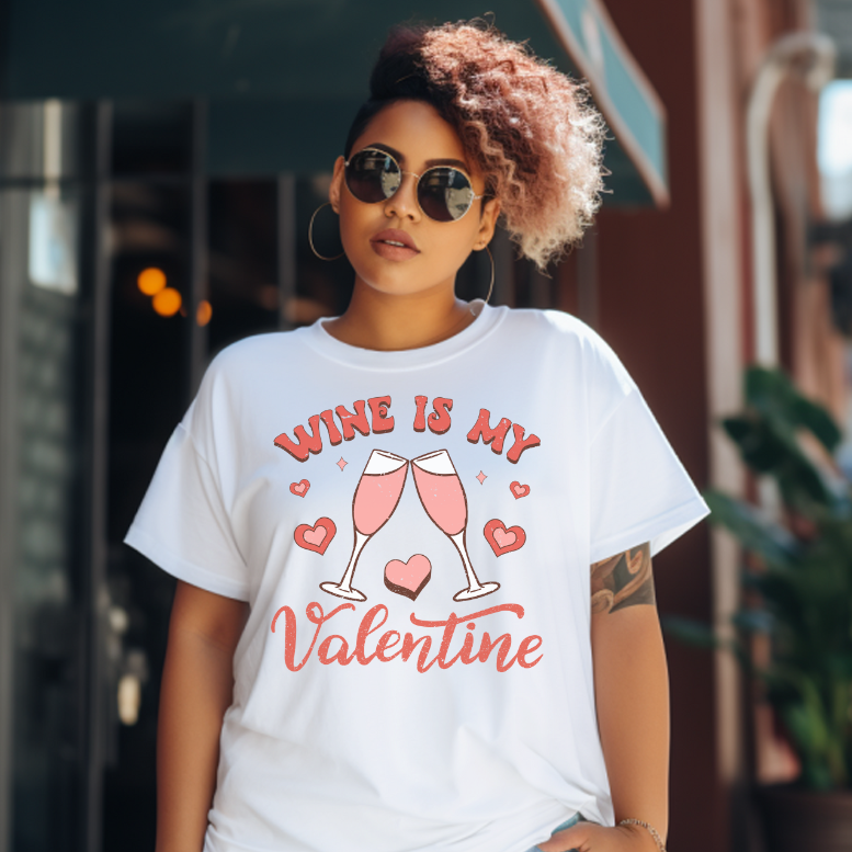 Wine is my Valentine Valentine's Day T-Shirt