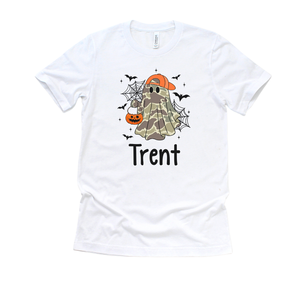 Camo Ghost Personalized Halloween Shirt for Kids