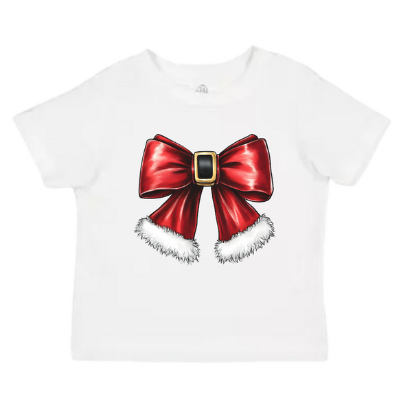 Red Santa Bow Christmas Kids T-shirt