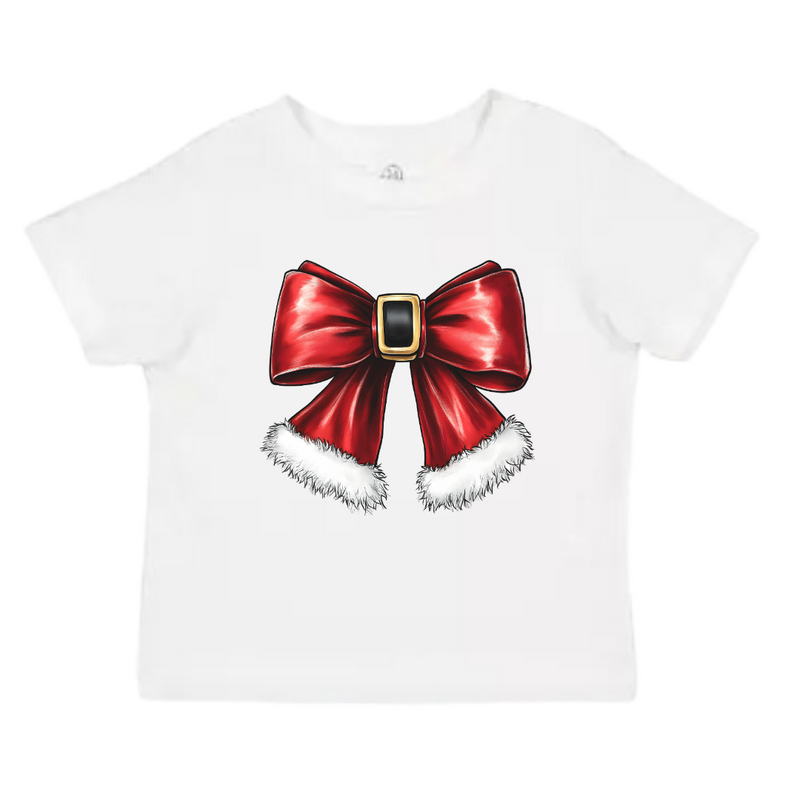 Red Santa Bow Christmas Kids T-shirt