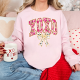 XOXO Bow Sweatshirt | Pink Leopard Valentine’s Crewneck Sweatshirt