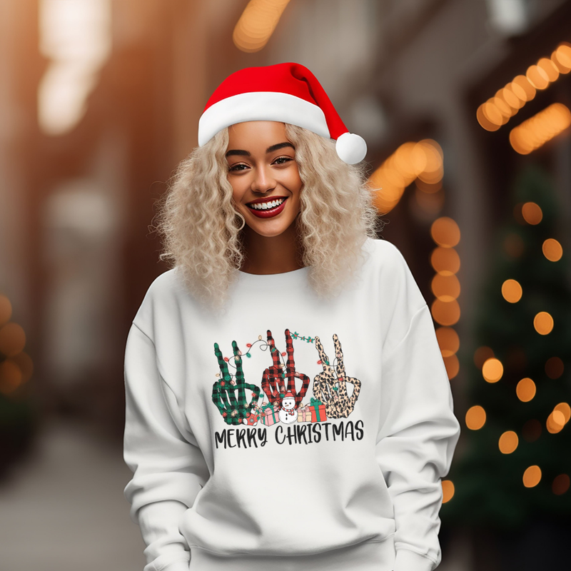 Merry Christmas Plaid Peace Signs Sweatshirt