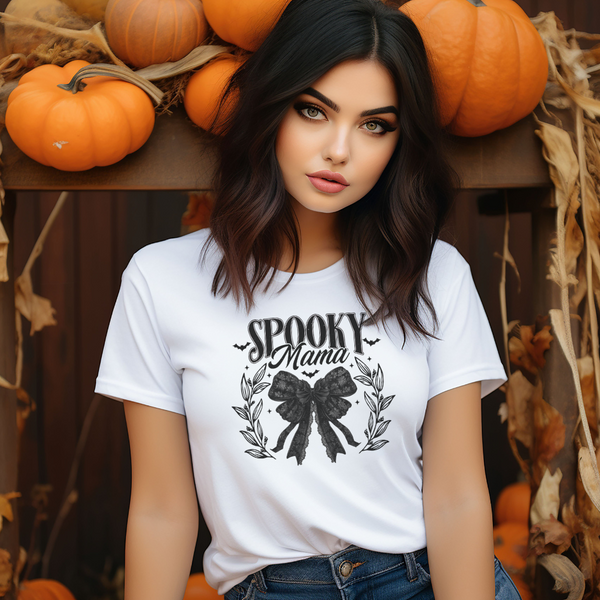 Spooky Mama Black Bow T-Shirt