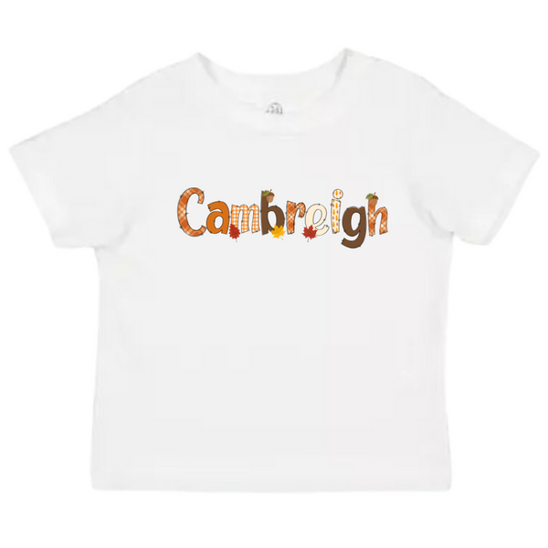 Fall Personalized Name Kids T-shirt