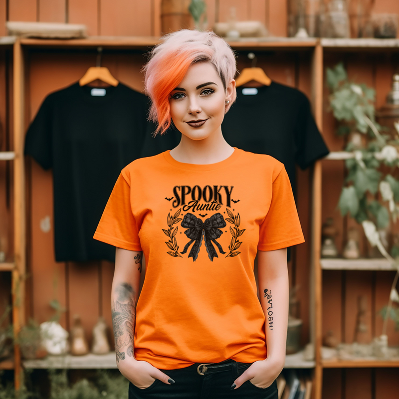 Spooky Auntie Black Bow T-Shirt