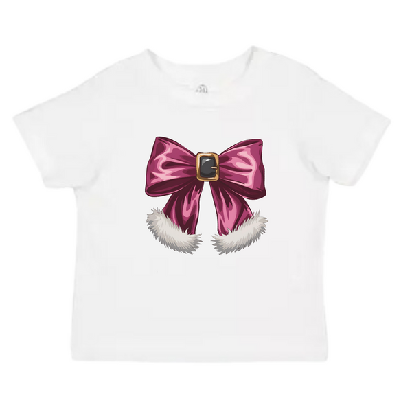 Pink Santa Bow Christmas Kids T-shirt