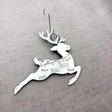 Large Reindeer Christmas ornament with multiple fonts, personalized Christmas ornament